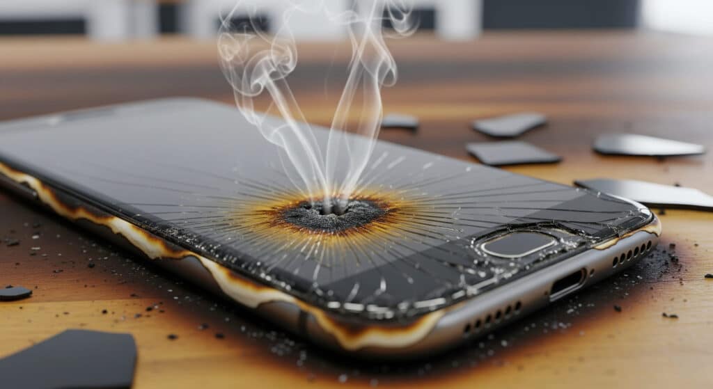 Celular que explodiu