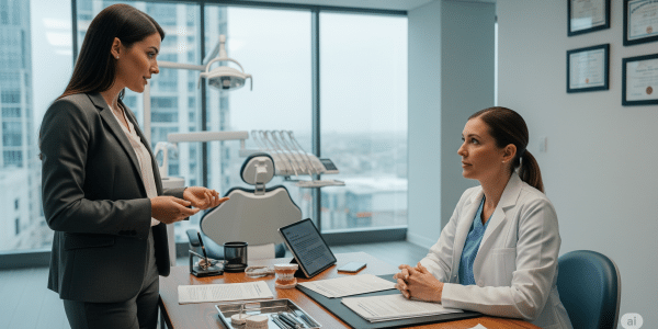 Dentista consultando advogada